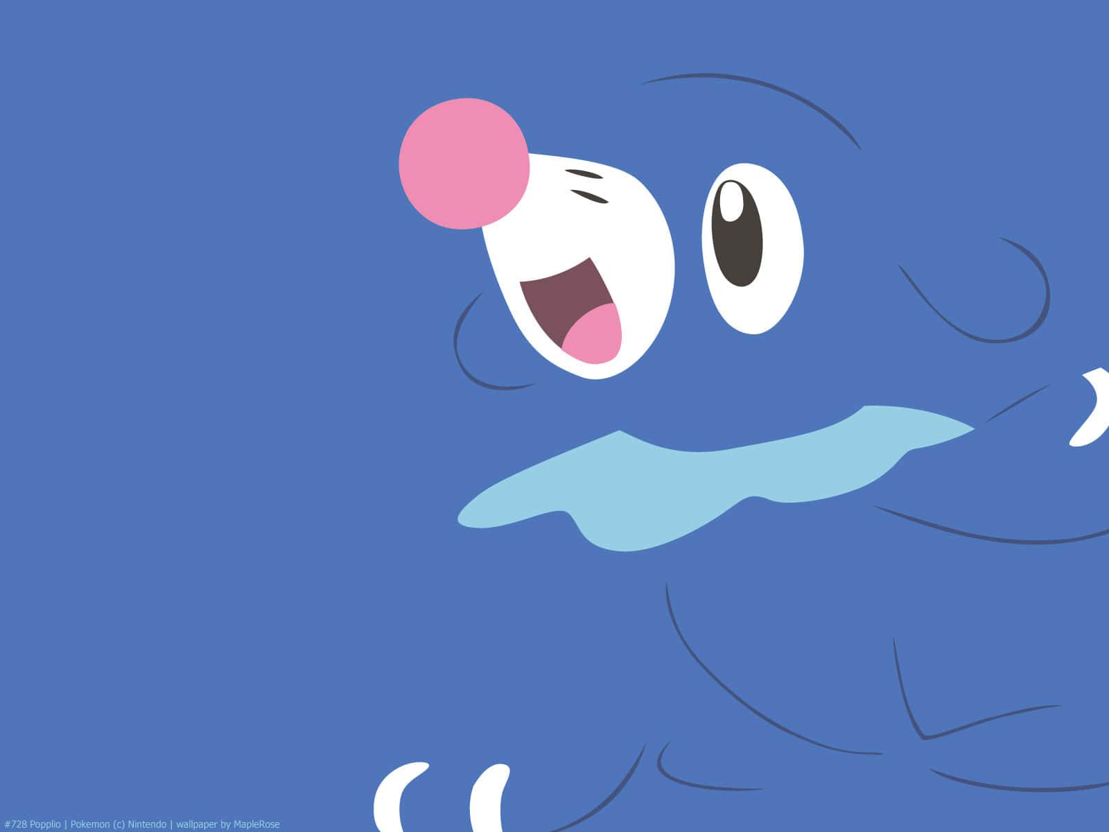 Popplio, pink nose, blue cartoon Pokémon, HD Desktop Wallpaper