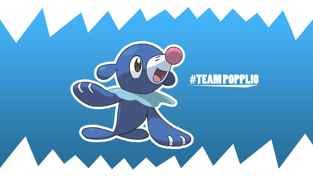 Team Popplio, Popplio, blue gradient background, SD Desktop Wallpaper