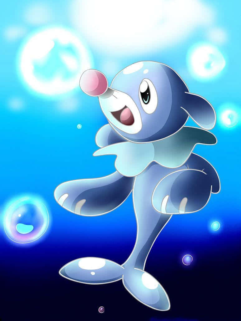 Popplio, blue cartoon dolphin, pink nose, SD Phone Wallpaper