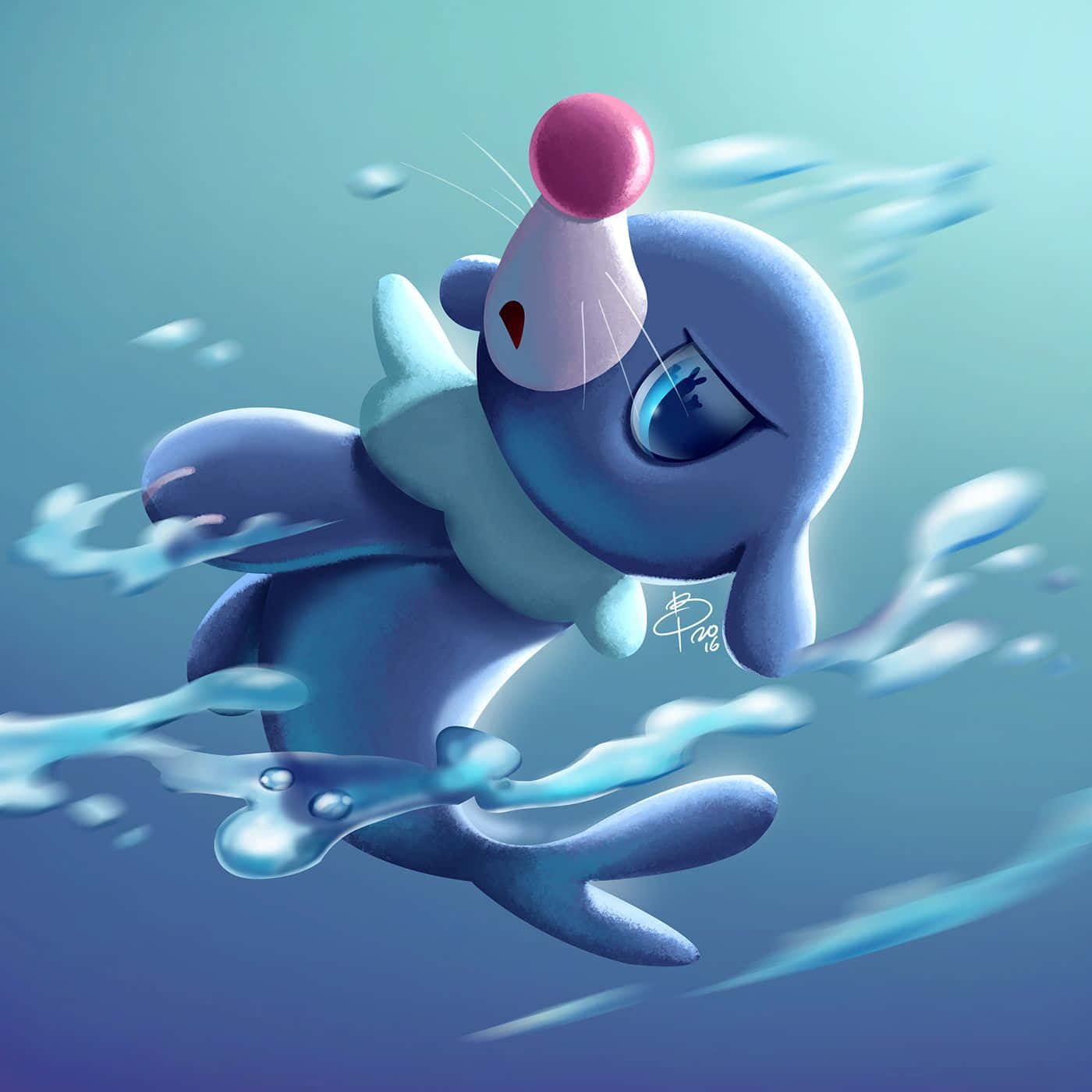 Popplio, blue, pink nose, HD Desktop Wallpaper