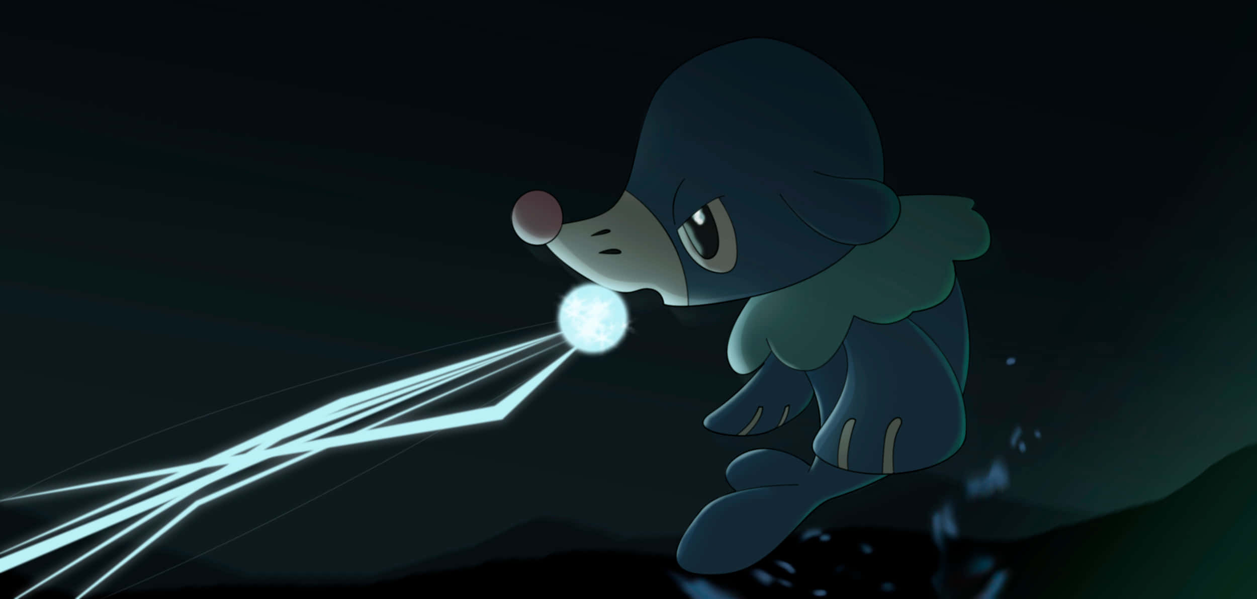Popplio, Water Gun attack, glowing white beams, Full HD Desktop Wallpaper