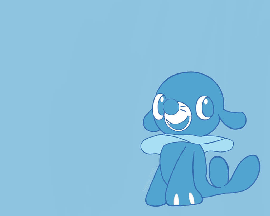 Popplio, blue monochrome color ton, big eyes, SD Desktop Wallpaper