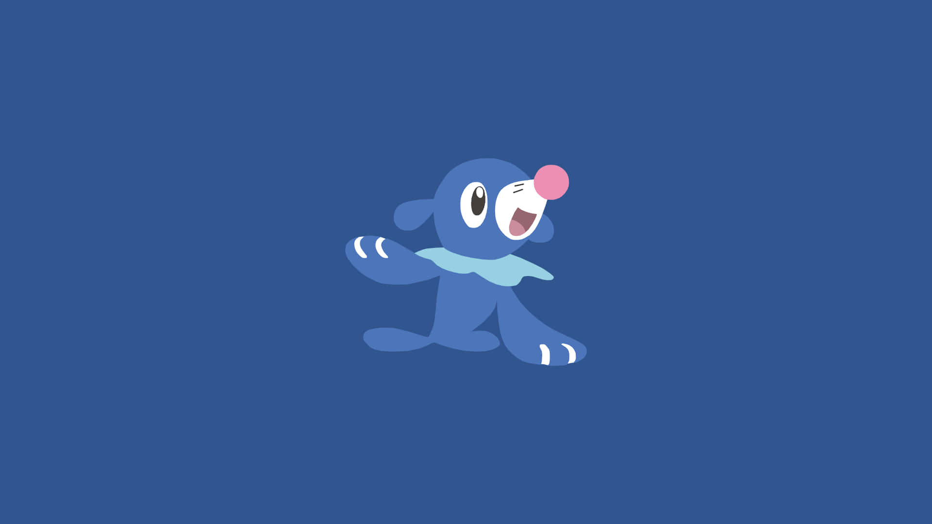 Popplio, pink nose, white stripes, Full HD Desktop Wallpaper