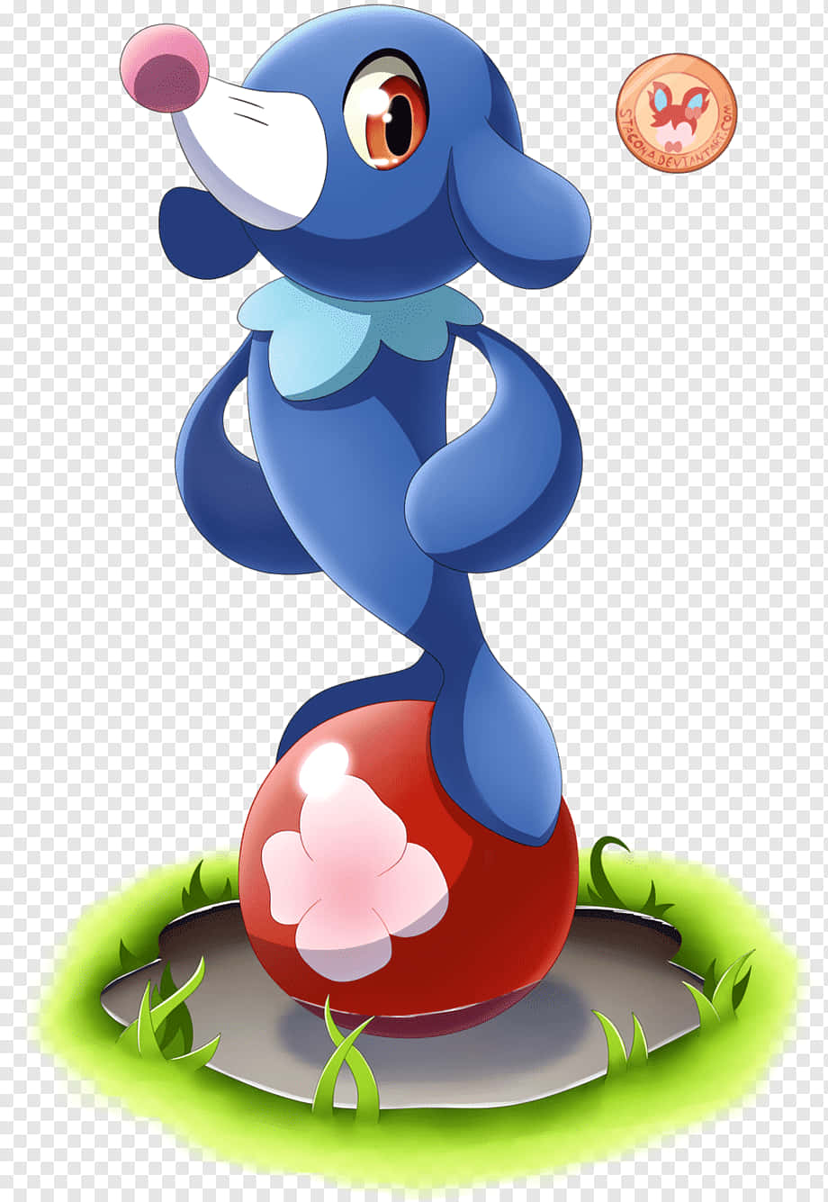 Popplio, red ball, pink flower, HD Phone Wallpaper