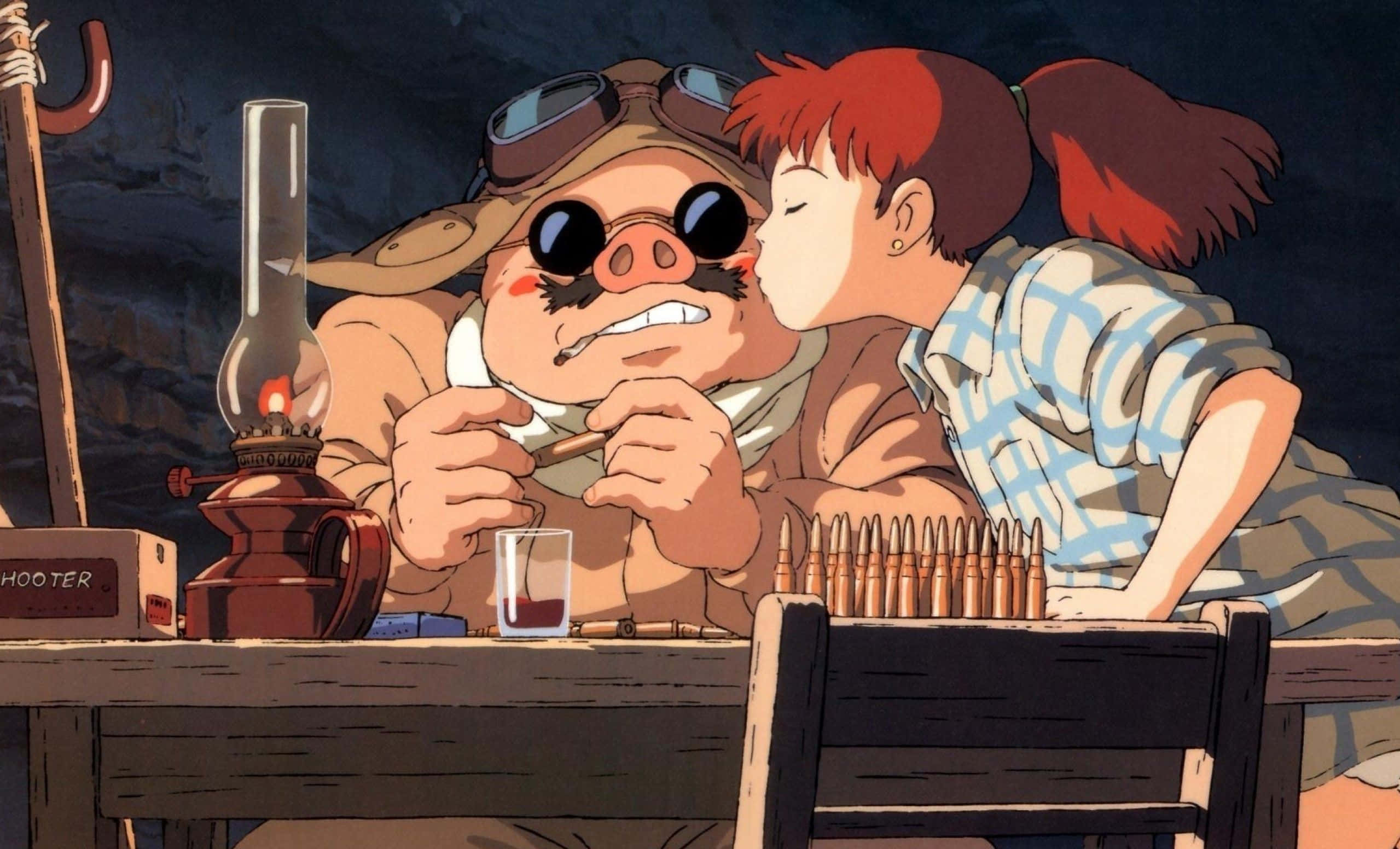 Porco Rosso, red-haired girl, pig-nosed man, Full HD Desktop Wallpaper