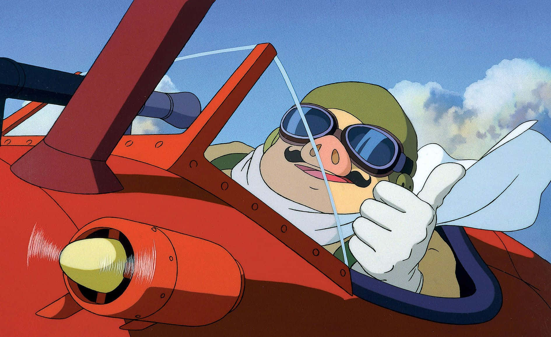 Porco Rosso, red seaplane, red biplane, HD Desktop Wallpaper