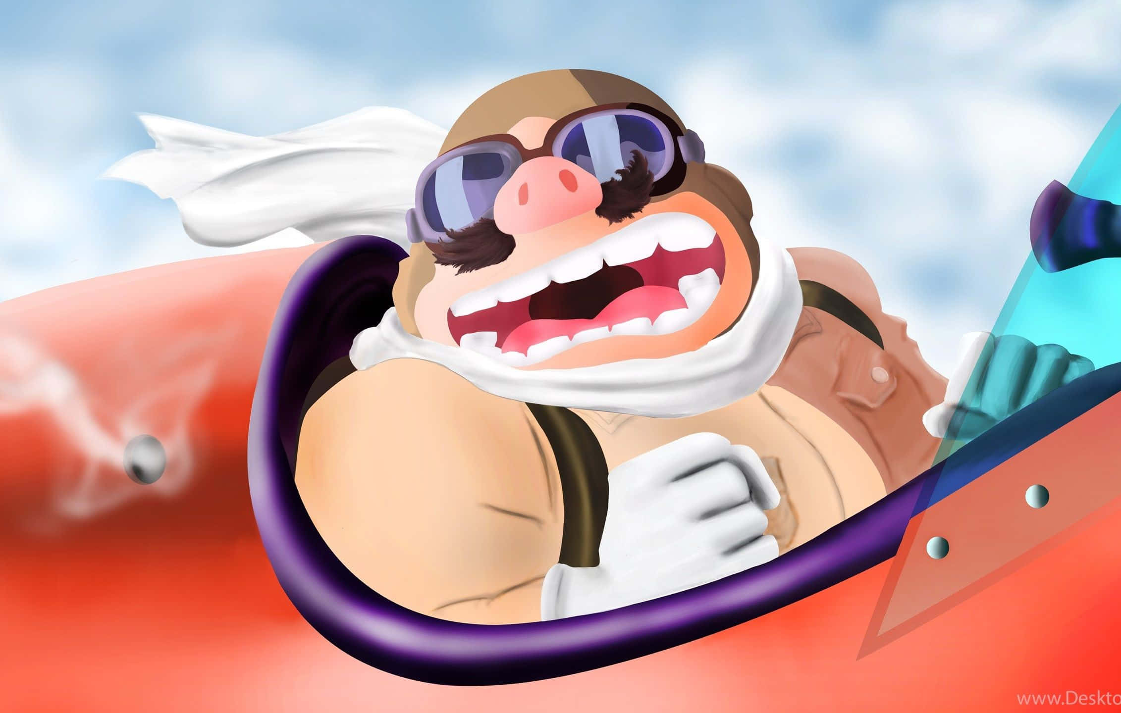 Porco Rosso, red racing plane, goggles, Full HD Desktop Wallpaper