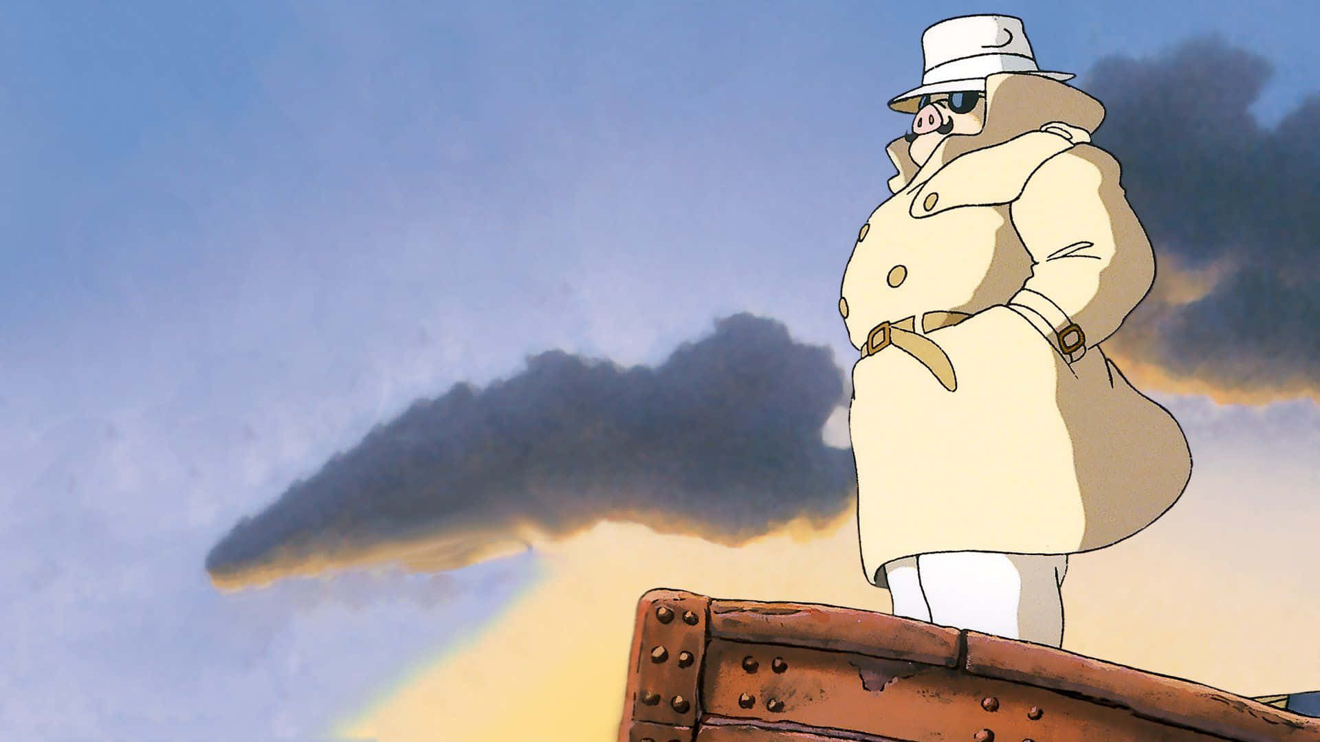 Porco Rosso, trench coat, hat, Full HD Desktop Wallpaper