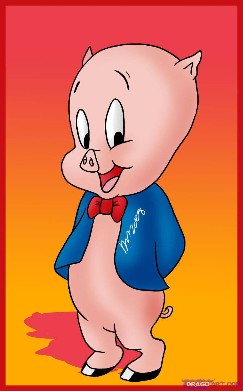 Porky Pig, blue jacket, red bowtie, SD Phone Wallpaper
