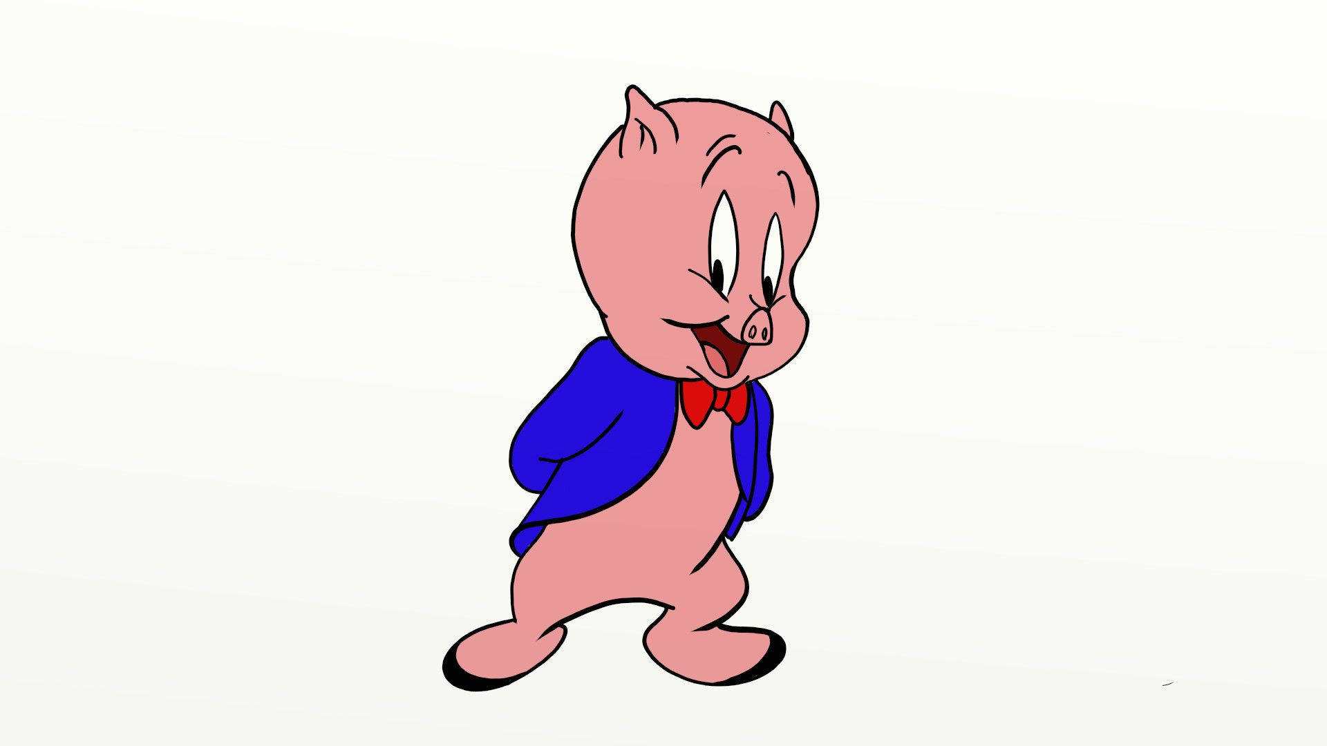 Porky Pig, blue suit, red bowtie, Full HD Desktop Wallpaper