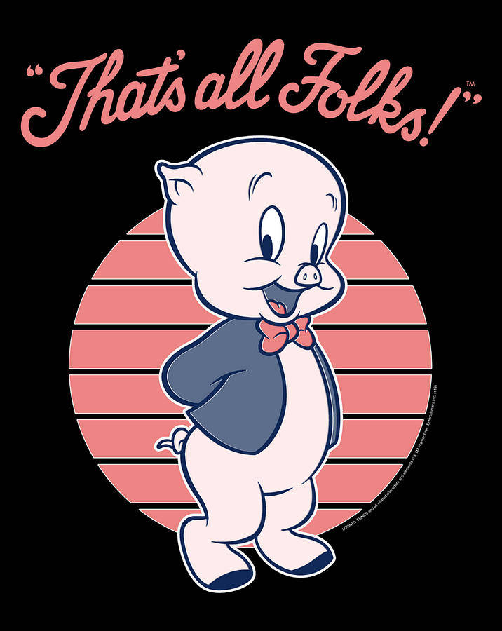 Porky Pig, suit and bowtie, pink striped sunburst, SD Phone Wallpaper