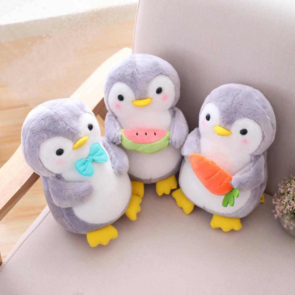 Baby Penguin Plushie, fluffy gray penguin, couch, SD Desktop Wallpaper