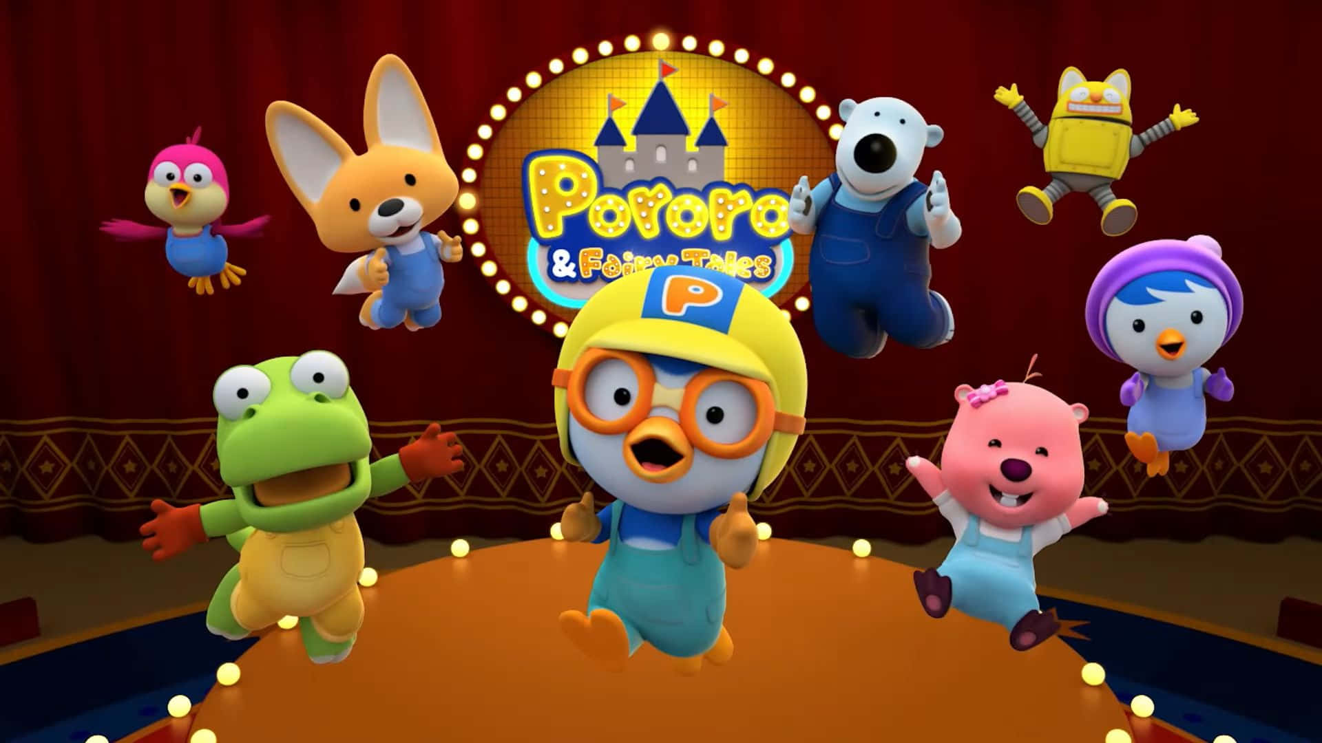 Pororo The Little Penguin, friends, stage, Full HD Desktop Wallpaper