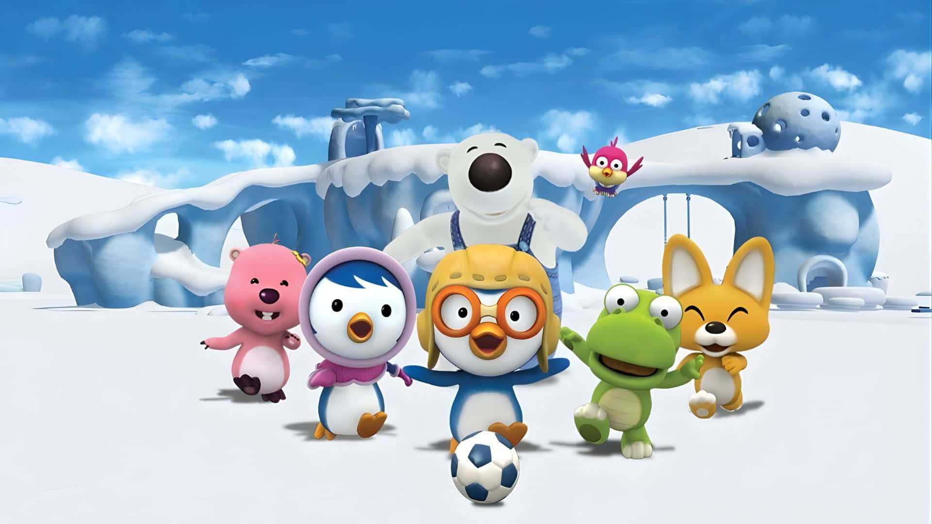 Pororo The Little Penguin, penguin, polar bear, Full HD Desktop Wallpaper