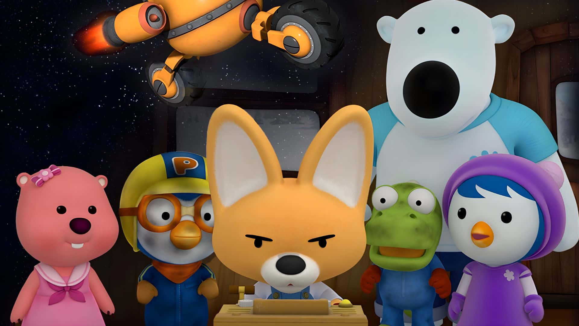Pororo The Little Penguin, fox, bear, Full HD Desktop Wallpaper