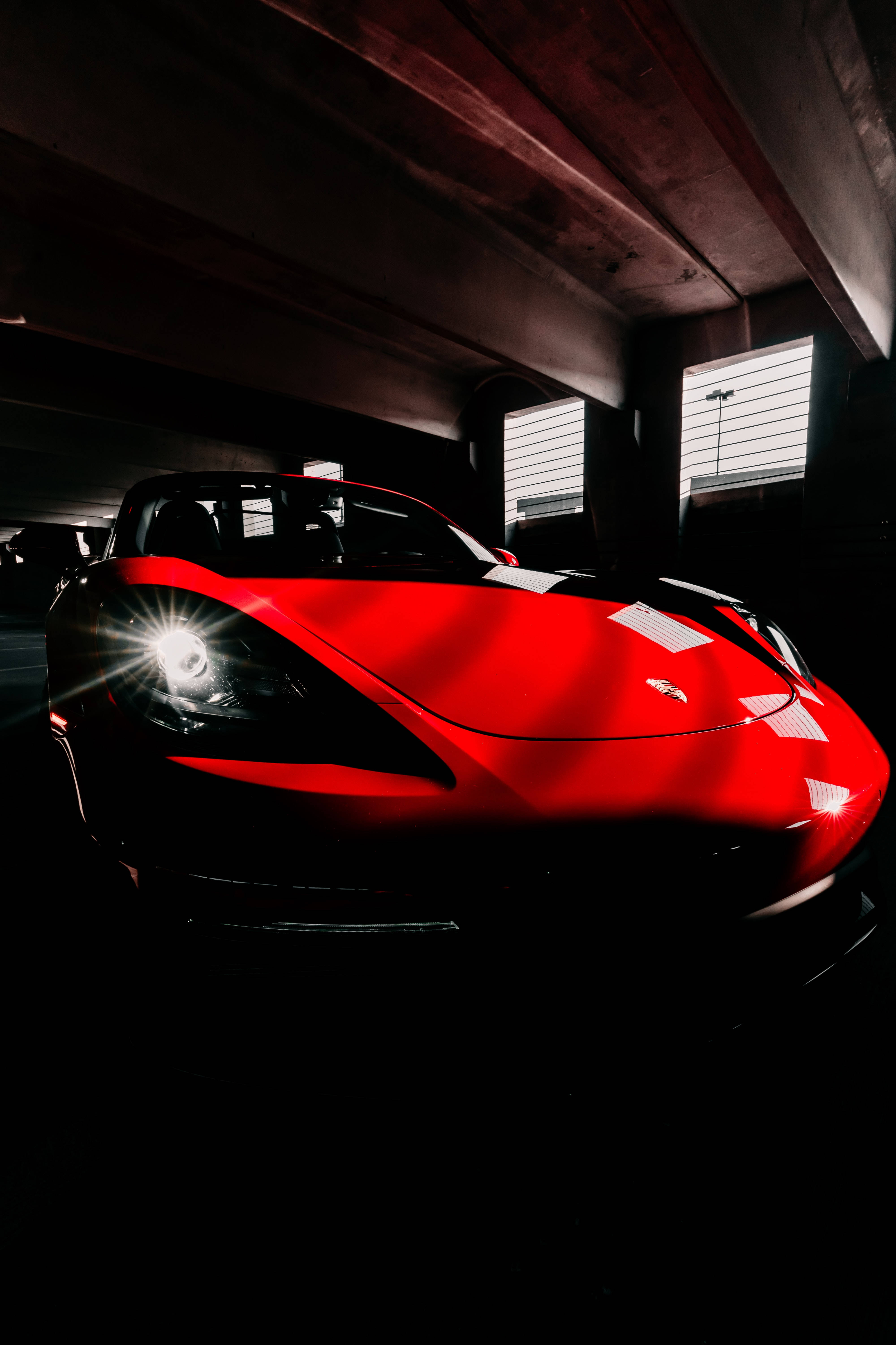 Porsche 718, glossy red, sports car, 5K Phone Wallpaper