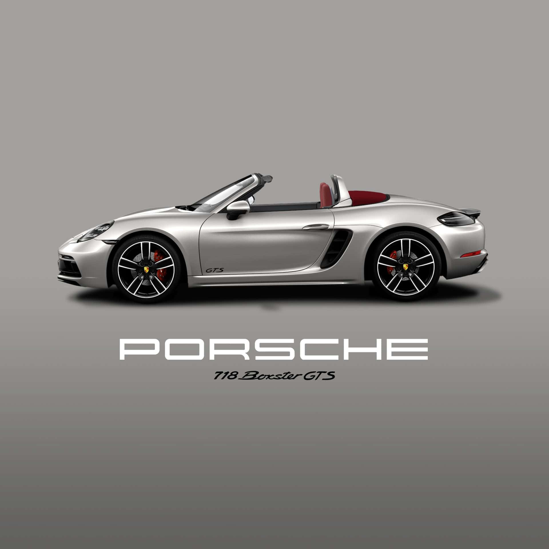 Porsche 718 Boxster GTS, silver, red interior, Full HD Desktop Wallpaper