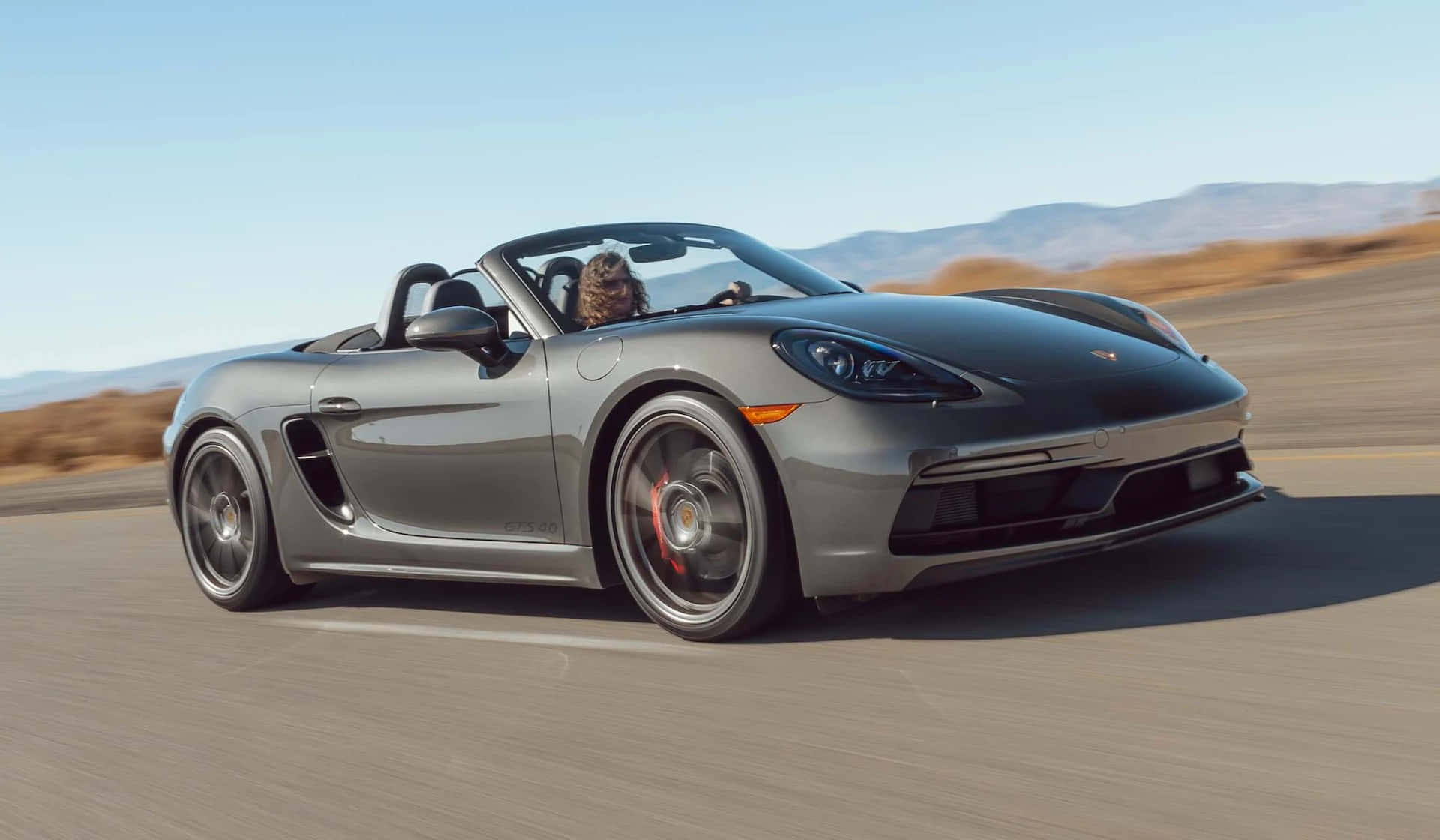 Porsche 718 Boxster GTS, silver, desert highway, Full HD Desktop Wallpaper