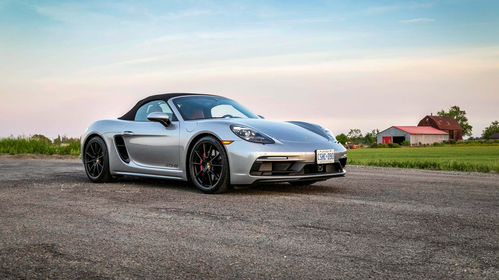 Porsche 718 Boxster GTS, silver, gravel road, Full HD Desktop Wallpaper