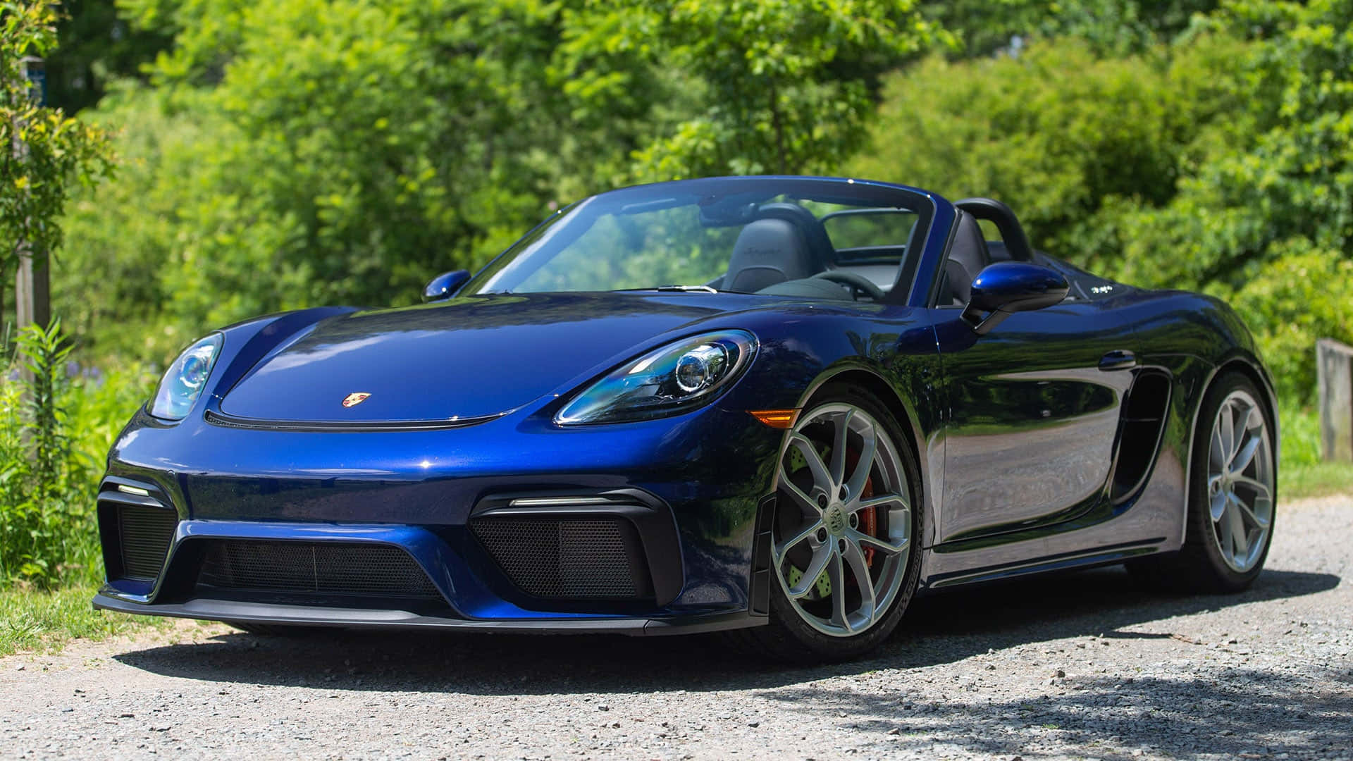 Porsche 718 Boxster GTS, glossy blue, gravel, Full HD Desktop Wallpaper