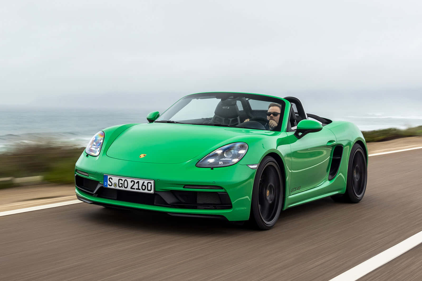 Porsche 718 Boxster GTS, coastal road, ocean waves, HD Desktop Wallpaper