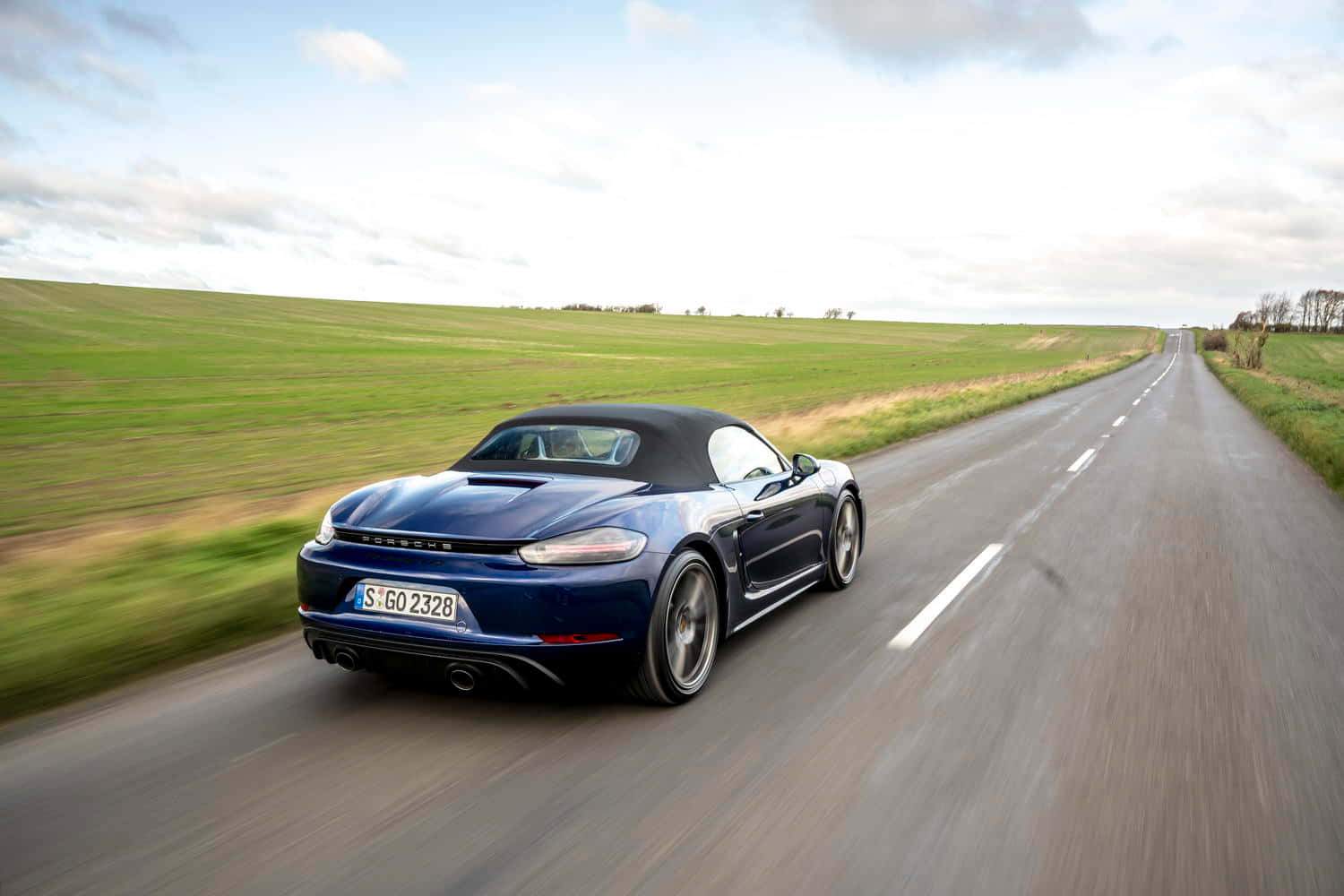 Porsche 718 Boxster GTS, blue, rural road, HD Desktop Wallpaper