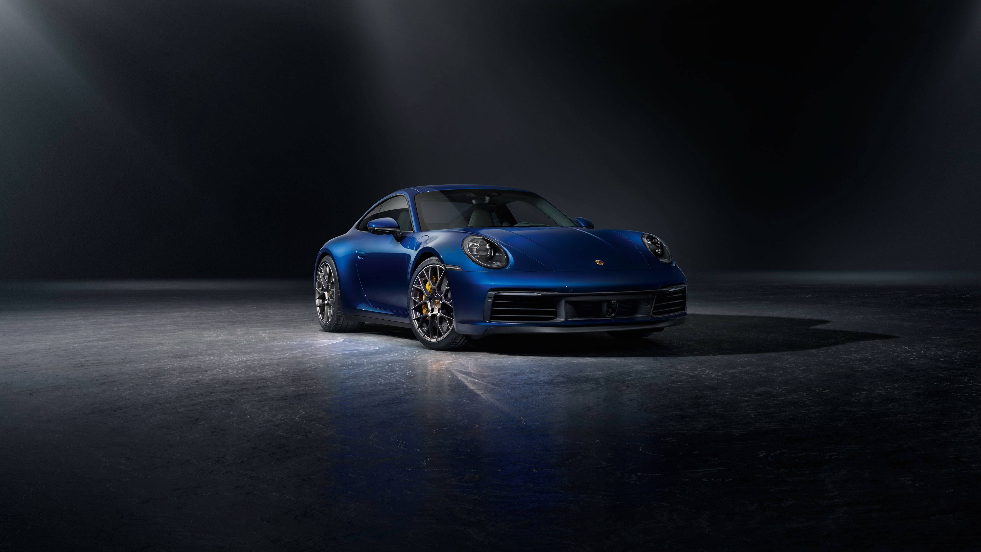 Porsche 911, dark metallic blue, sports car, 4K Desktop Wallpaper
