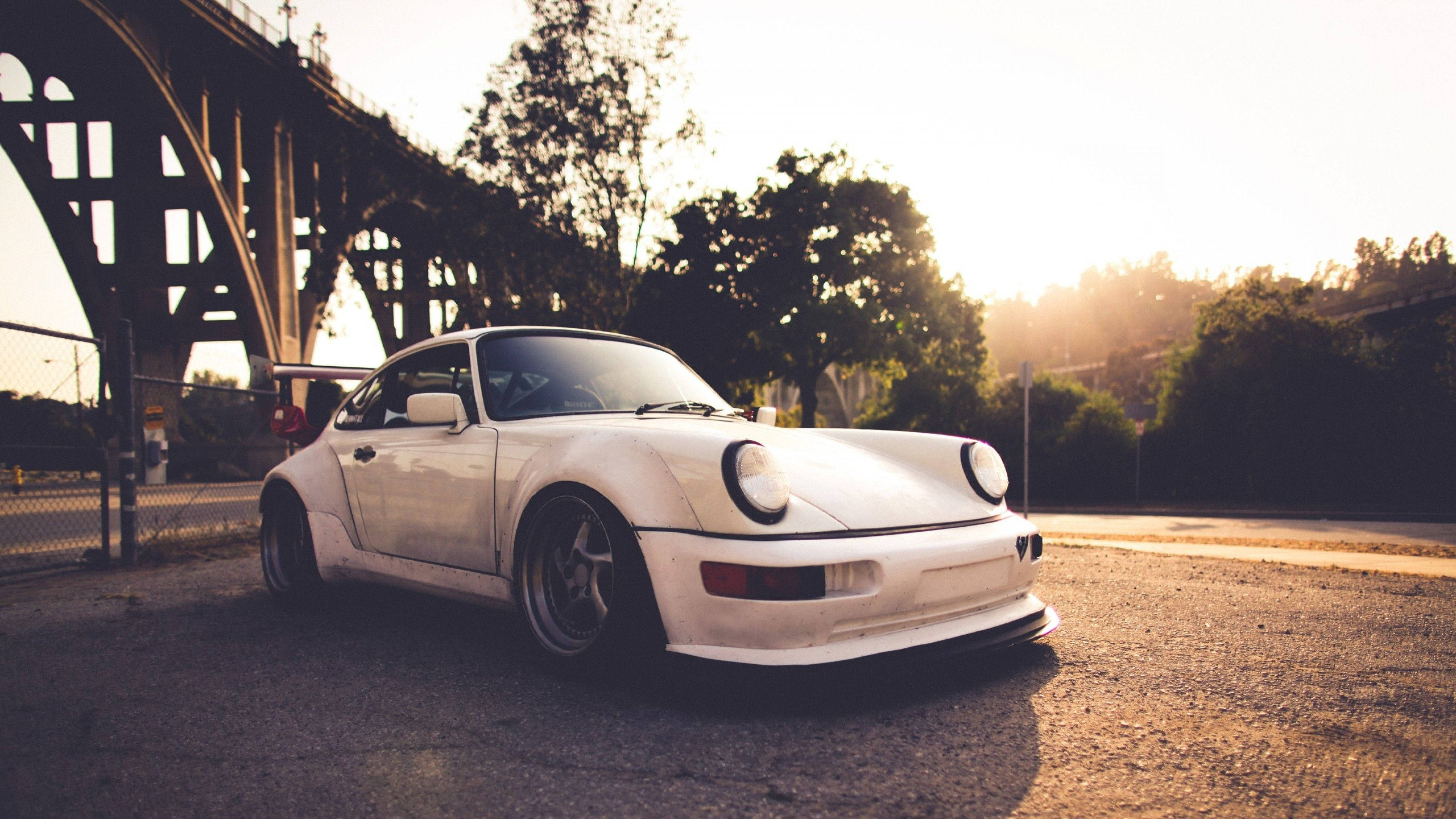 Porsche 911, vintage, white, 4K Desktop Wallpaper