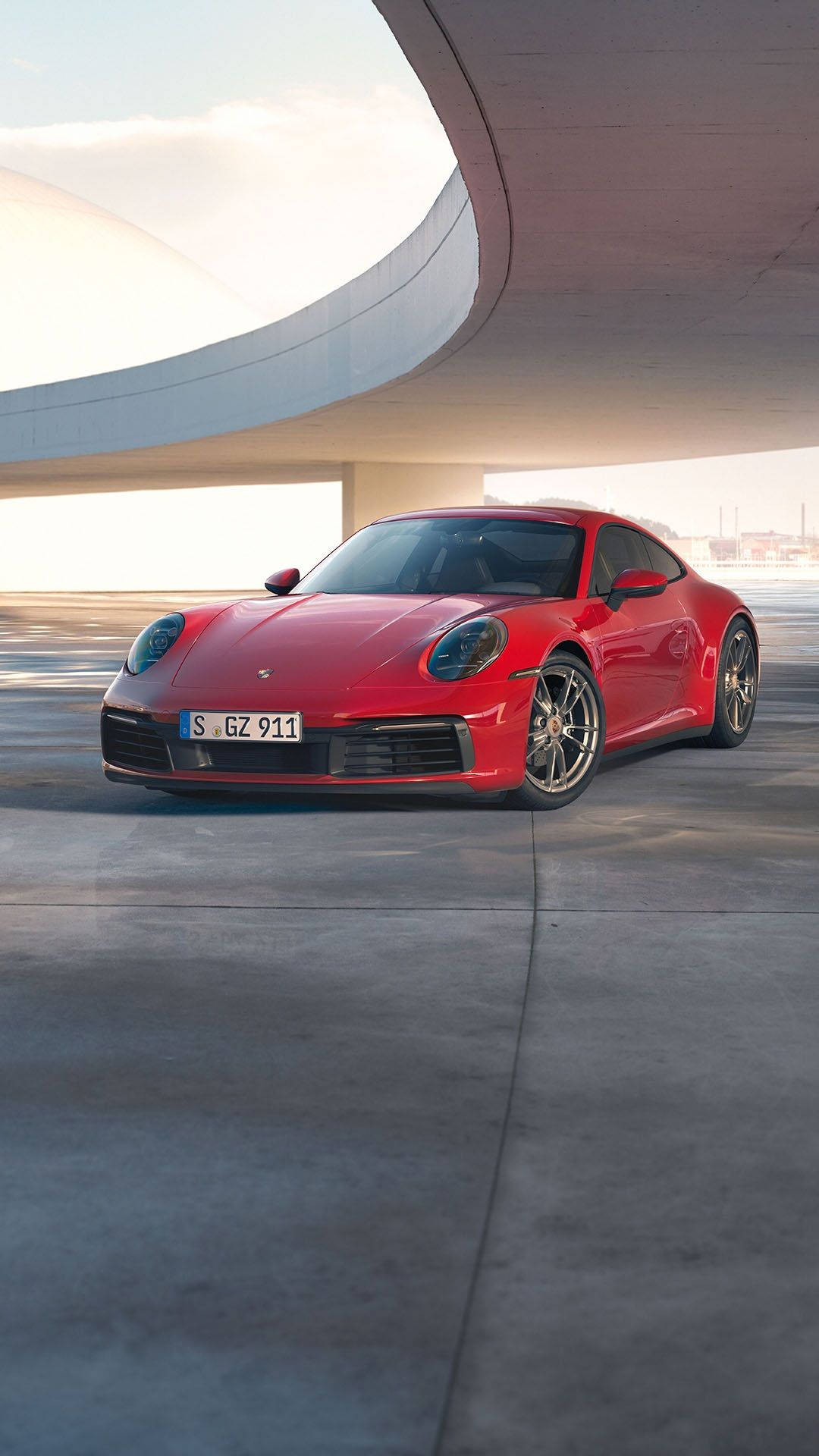Porsche 911, sleek, cherry red, Full HD Phone Wallpaper