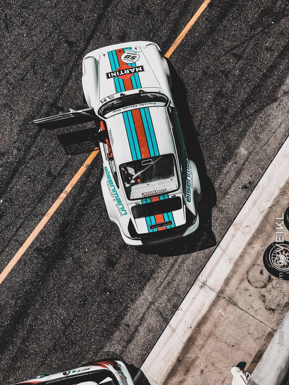 Porsche 911, white, blue and orange Martini stripes, HD Phone Wallpaper