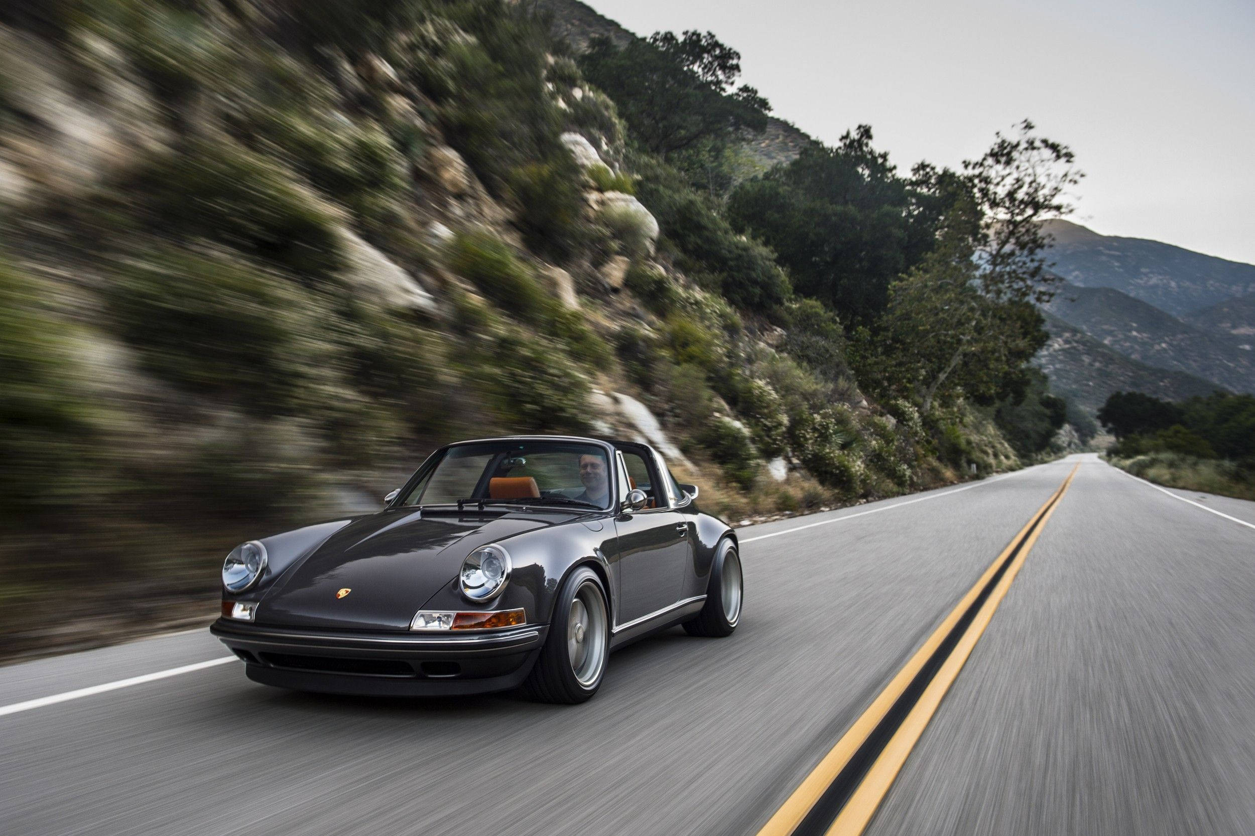 Porsche 911, black, winding mountain road, Full HD Desktop Wallpaper