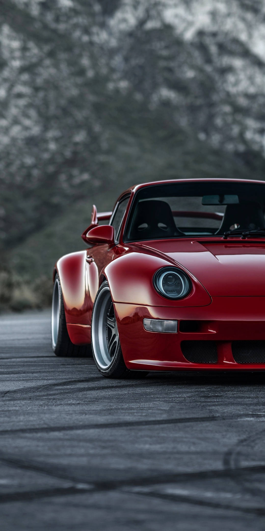red Porsche 911, glossy red, widebody kit, Full HD Phone Wallpaper