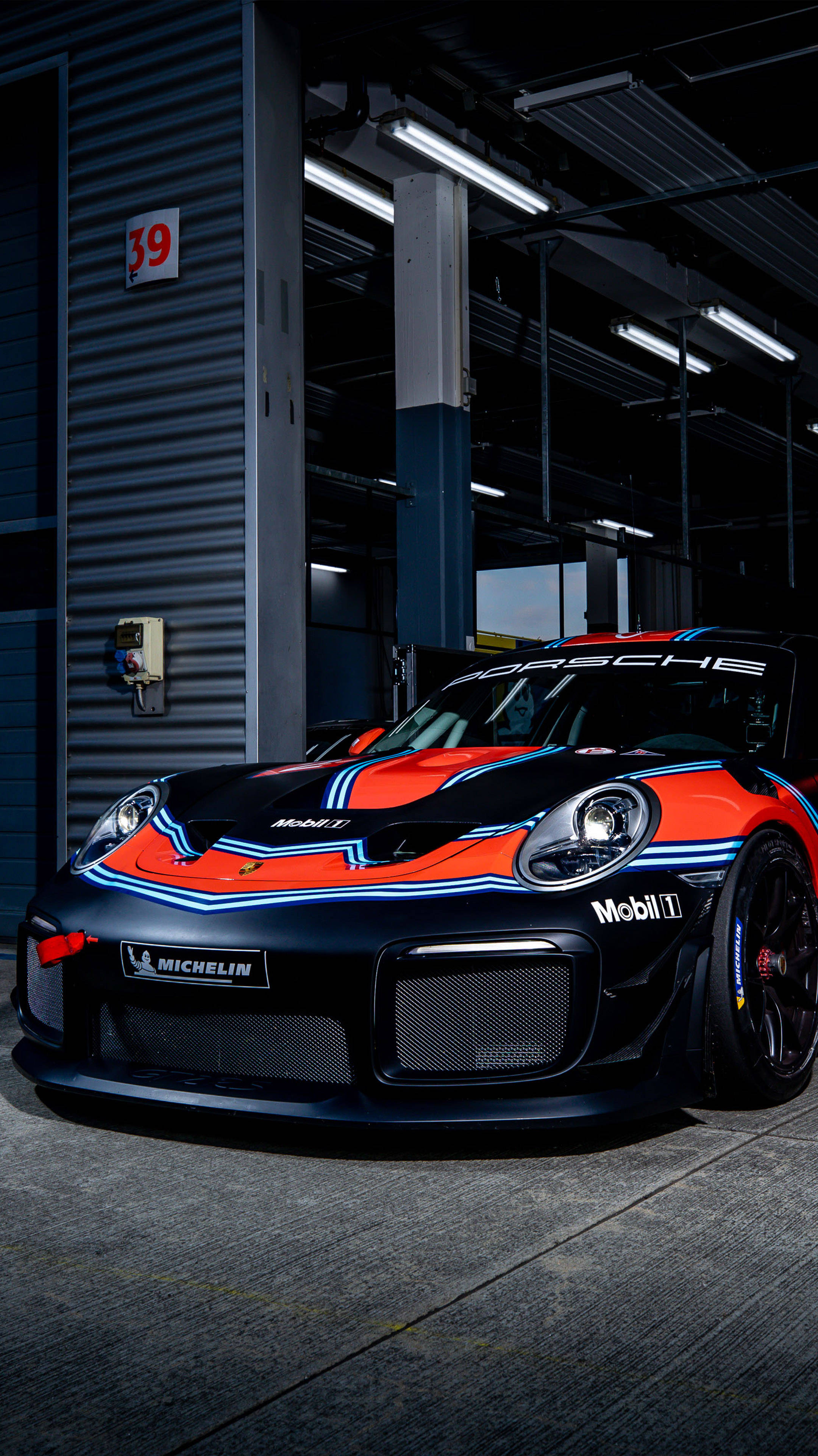 Porsche 911, black, orange, 4K Phone Wallpaper