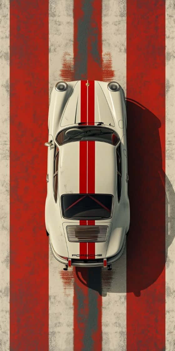 Porsche 911, white, red racing stripes, SD Phone Wallpaper