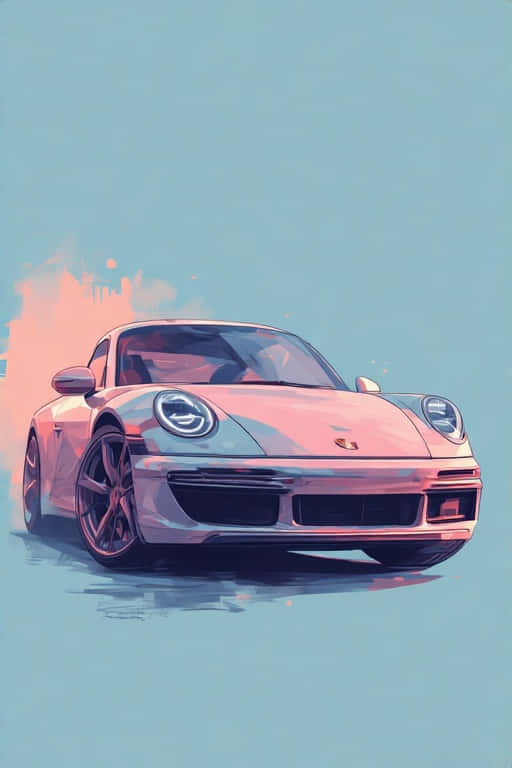 Porsche 911, pink, pastel sky, SD Phone Wallpaper