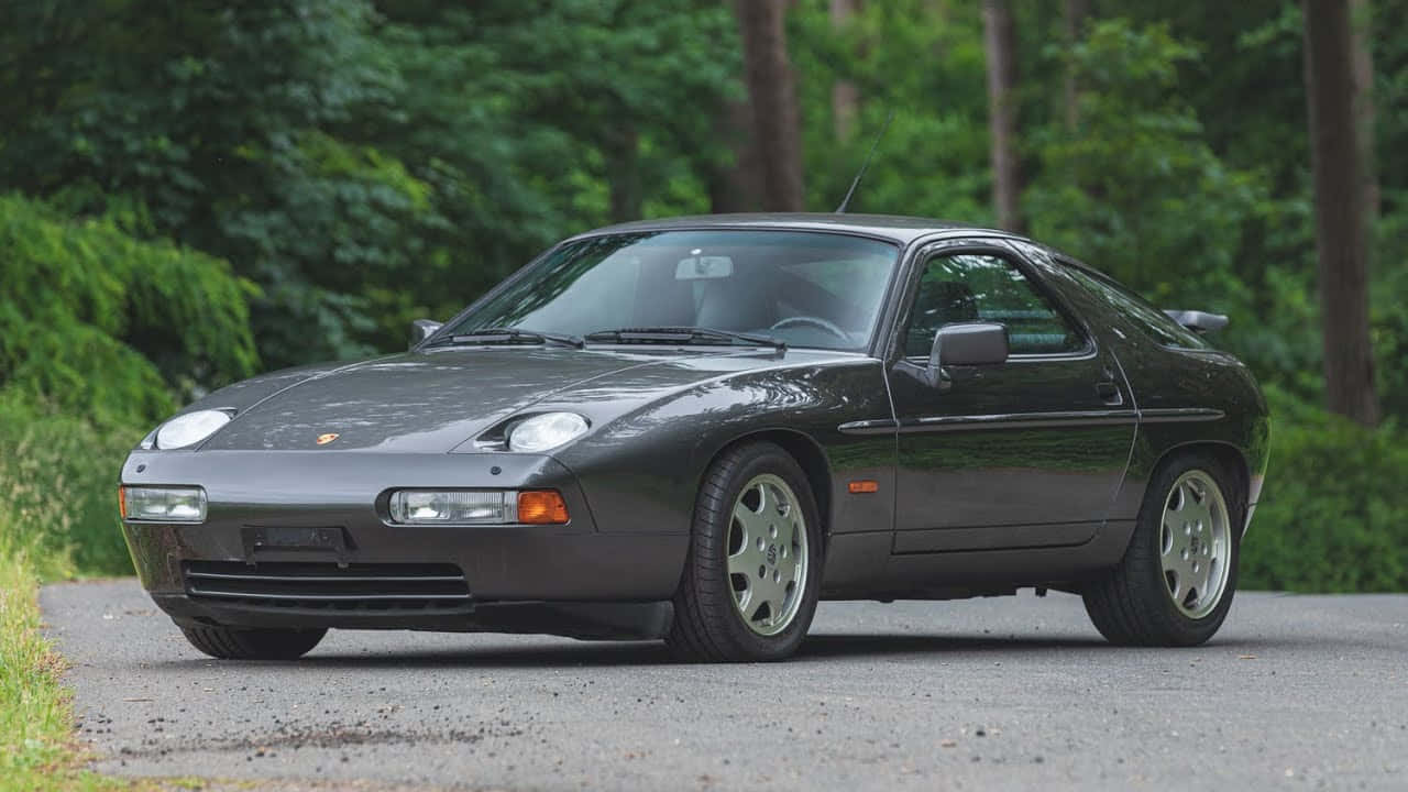 Porsche 928, dark gray, gravel road, HD Desktop Wallpaper