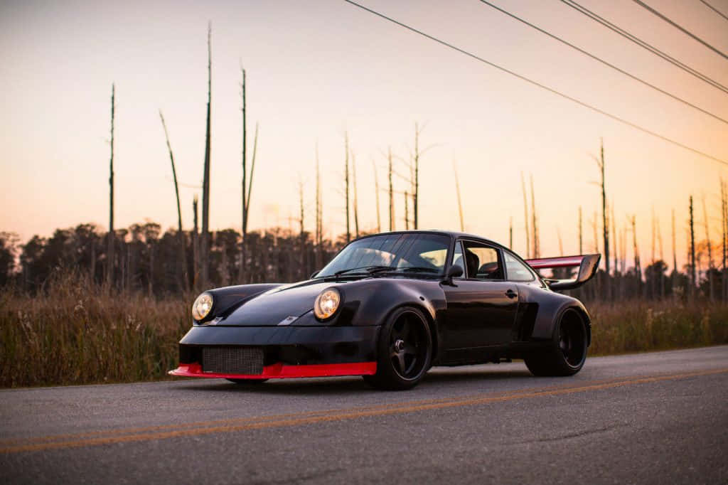 Porsche 930, black, red accents, SD Desktop Wallpaper