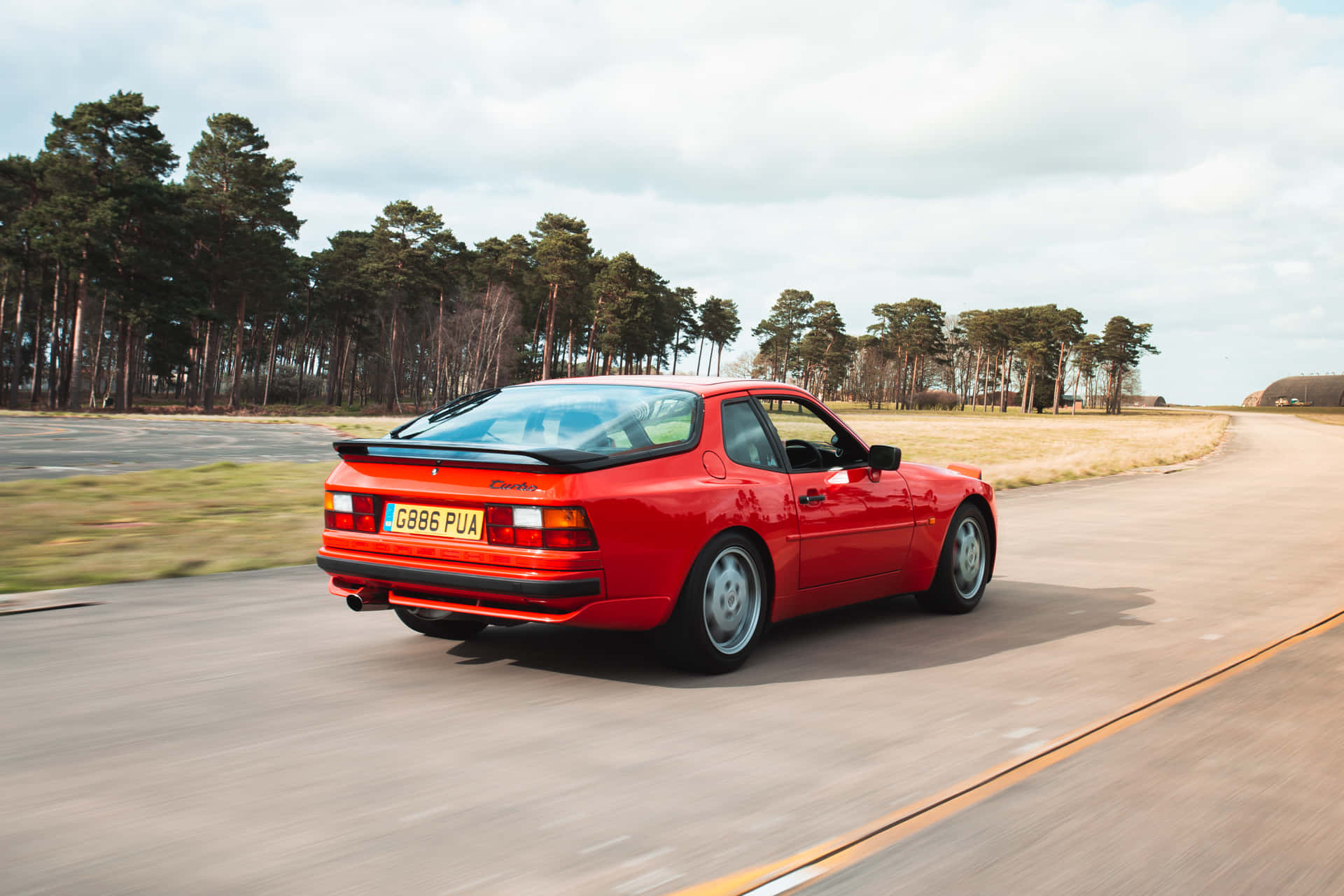 Porsche 944, classic red, winding road, Full HD Desktop Wallpaper