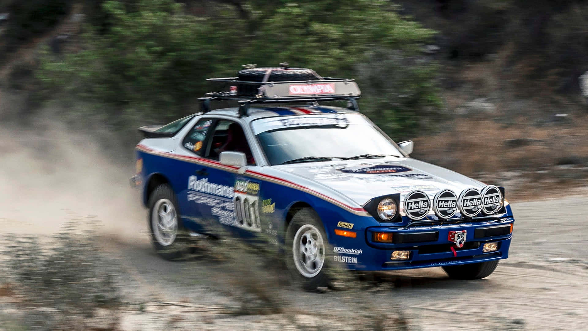 Porsche 944, blue and silver, rally car, Full HD Desktop Wallpaper