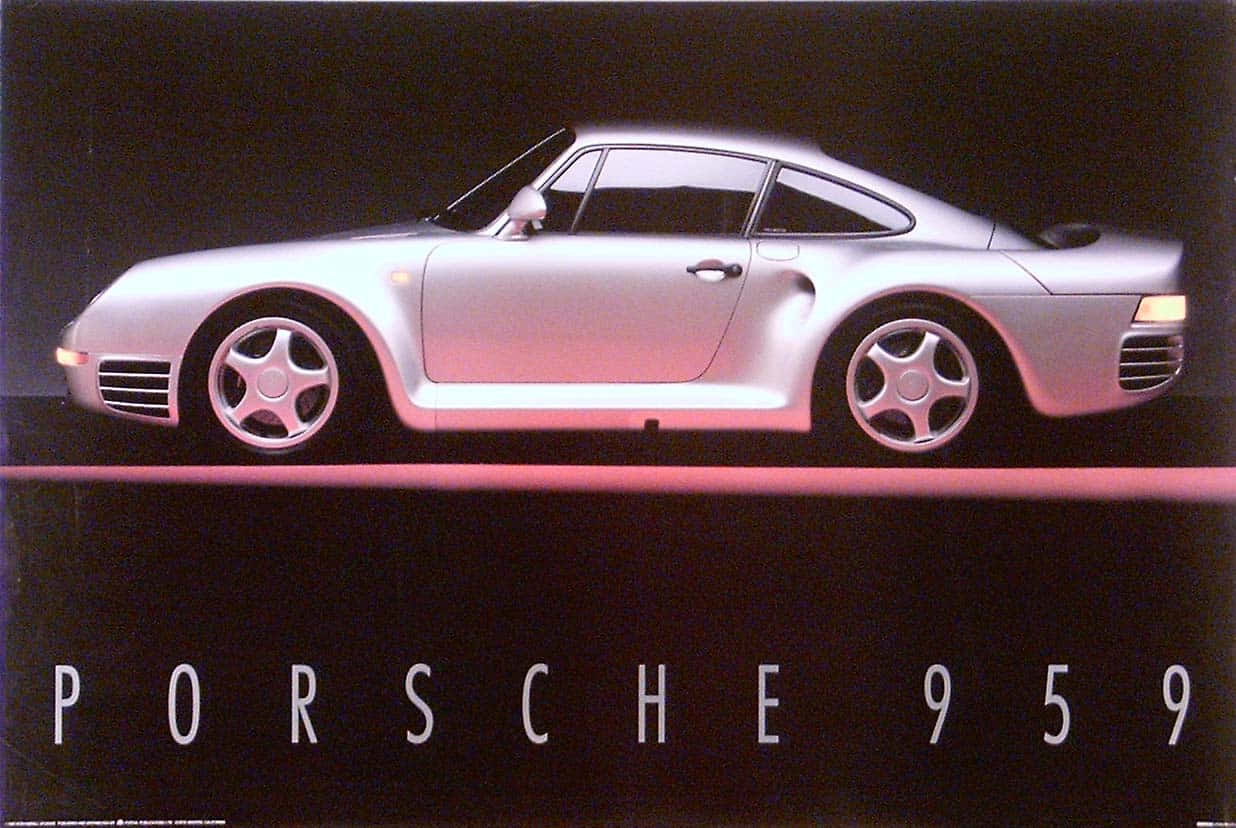 Porsche 959, silver, studio lights, SD Desktop Wallpaper