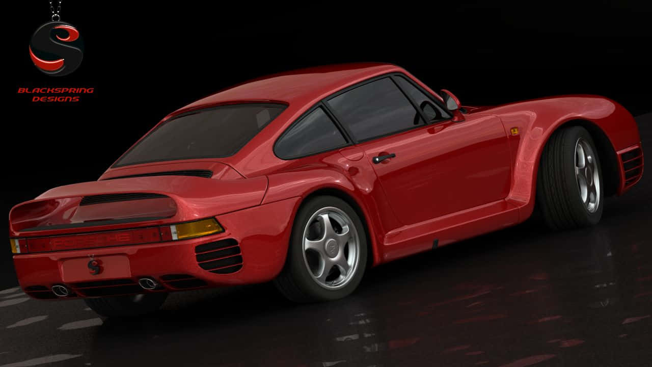 Porsche 959, glossy red, studio lights, HD Desktop Wallpaper