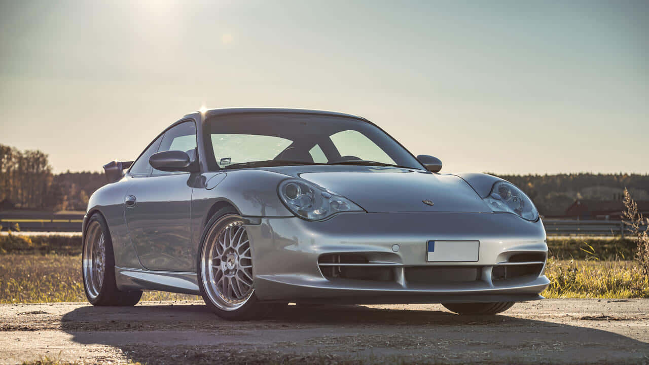 Porsche 996, silver, gravel road, HD Desktop Wallpaper