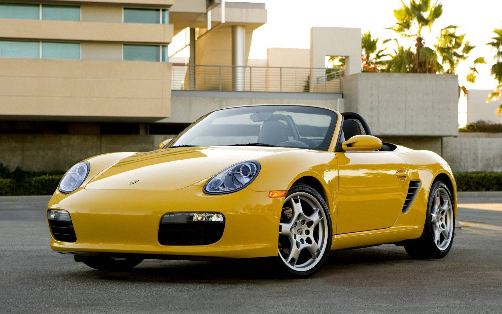 2008 Porsche Boxster, yellow, convertible, Full HD Desktop Wallpaper