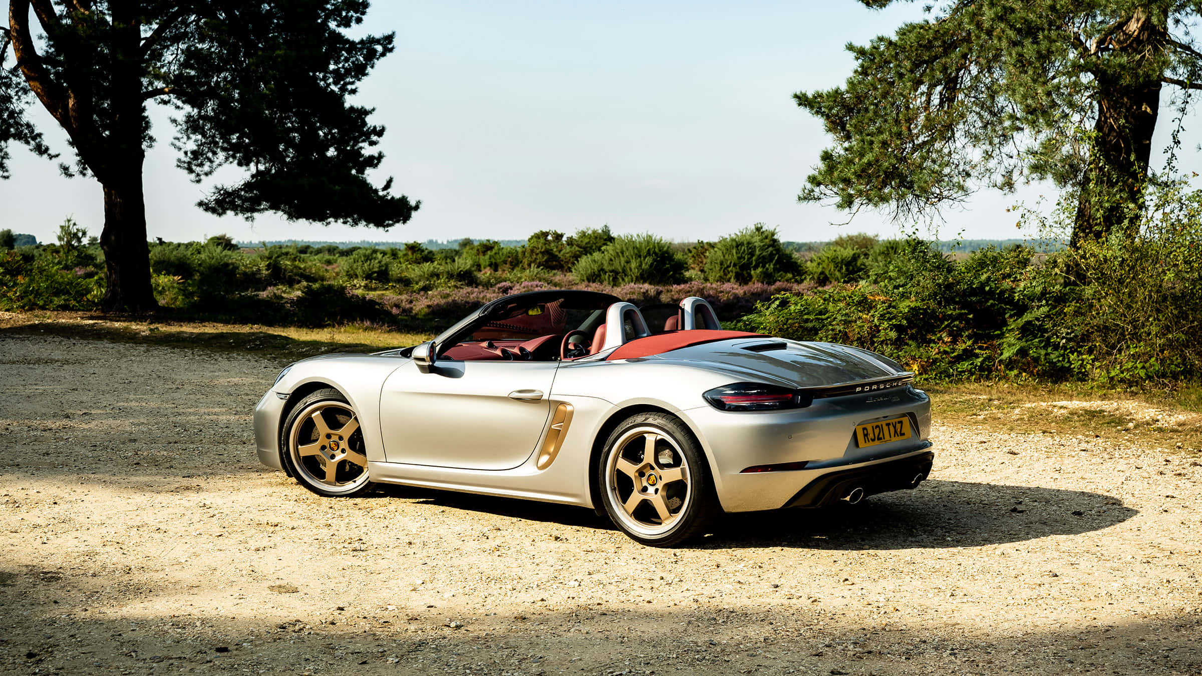 Porsche Boxster, silver, red interior, Full HD Desktop Wallpaper