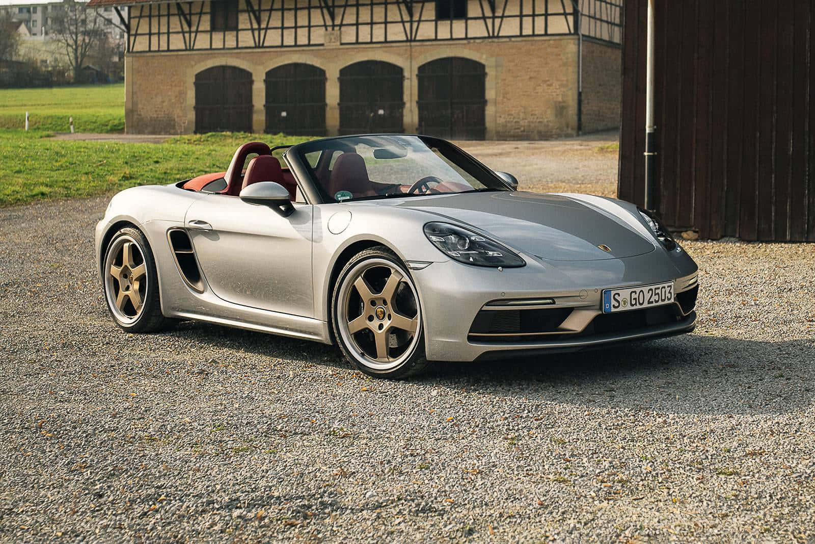 Porsche Boxster, silver, gold wheels, HD Desktop Wallpaper