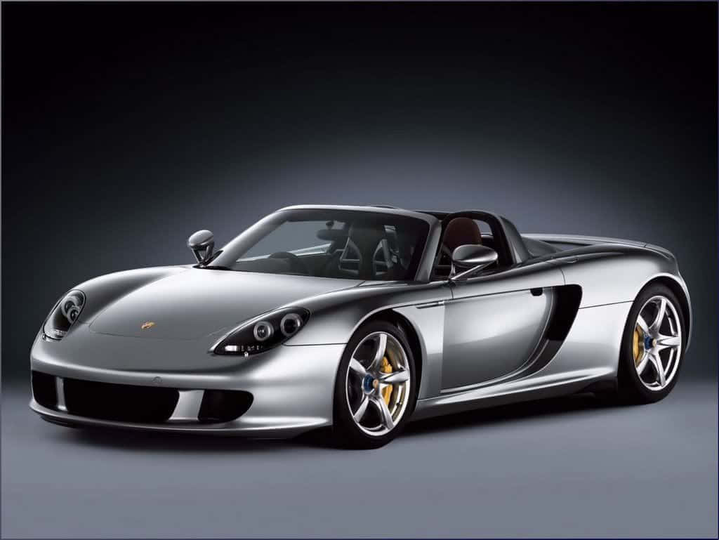Porsche Carrera GT, silver, gold brake calipers, SD Desktop Wallpaper
