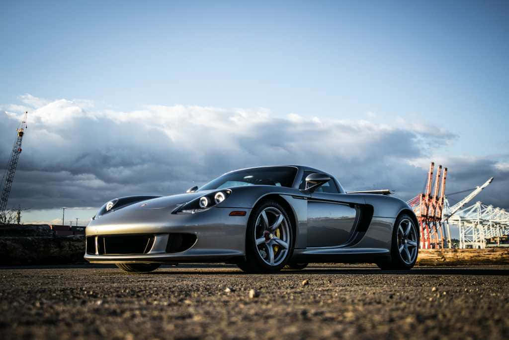 Porsche Carrera GT, silver, gravel, SD Desktop Wallpaper