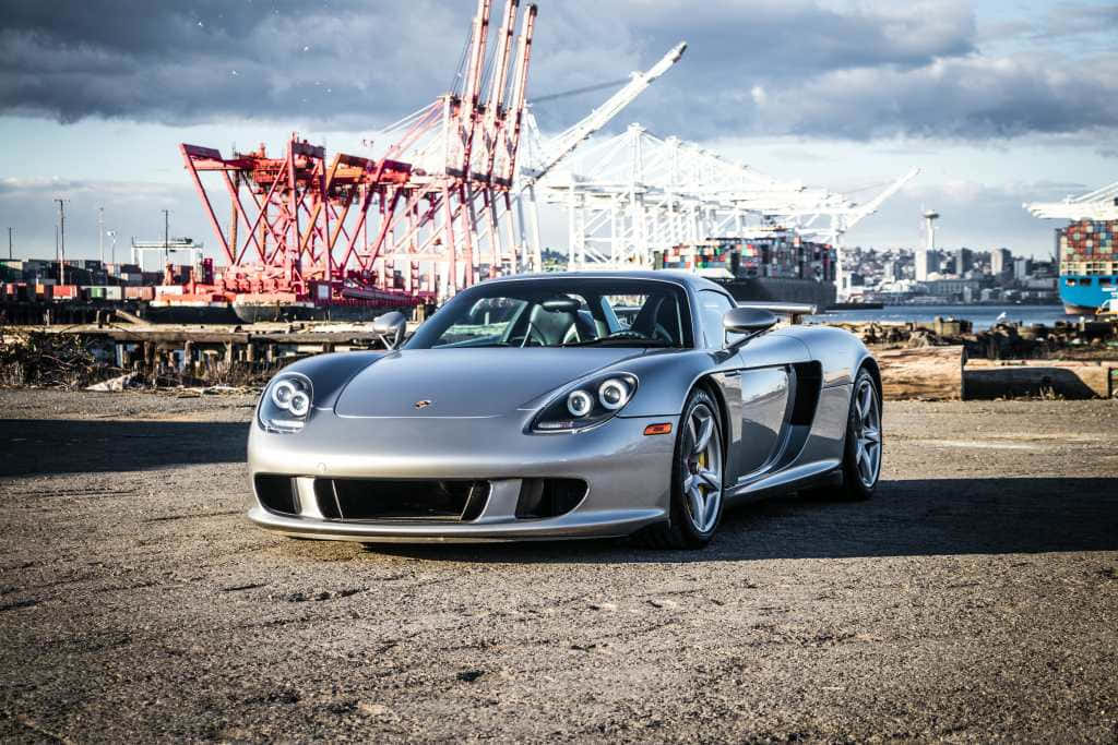 Porsche Carrera GT, silver, cracked pavement, SD Desktop Wallpaper