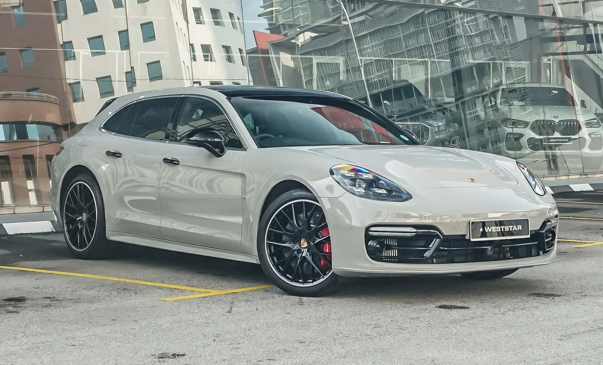 Porsche Panamera, silver, black rims, Full HD Desktop Wallpaper