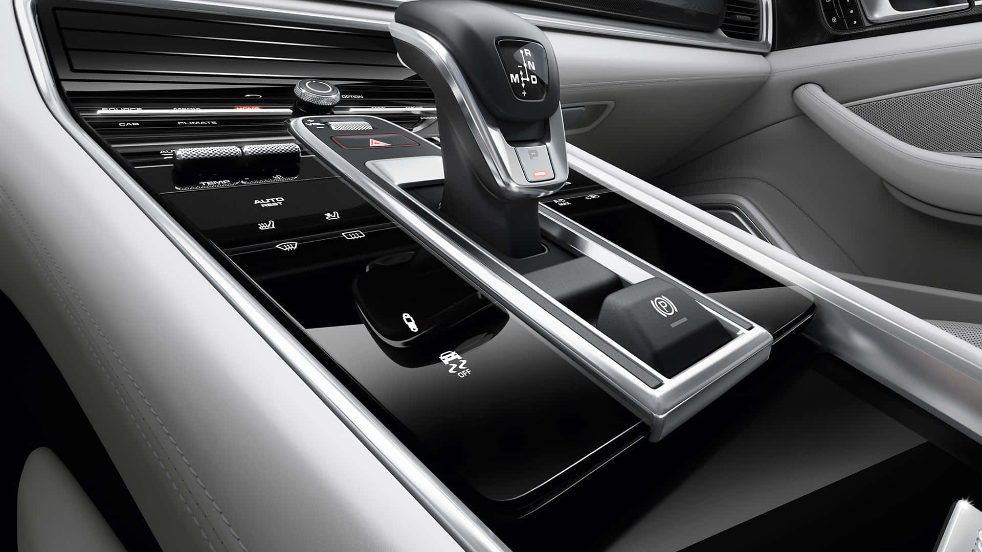 Porsche Panamera, center console, sleek gear shifter, Full HD Desktop Wallpaper